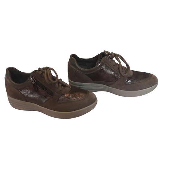 Stonefly Brown‎ Glitter Suede Patent Leather Mid Top Sneaker. Size 7. - Picture 7 of 16